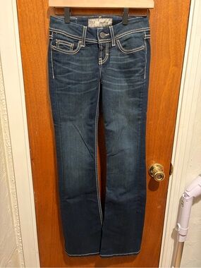 BKE Dark Indigo Bootcut Jeans with Contrast Stitching 24w 31L